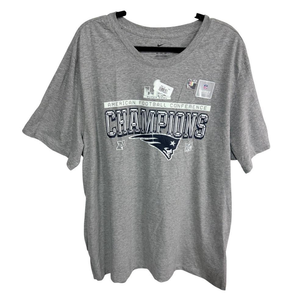 Nike T-Shirt New England Patriots AFC Champions Men's XXL Gray Football NFL New